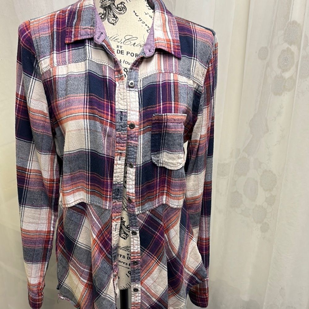 Maurices Plaid Button Down Shirt - Red, Blue, White